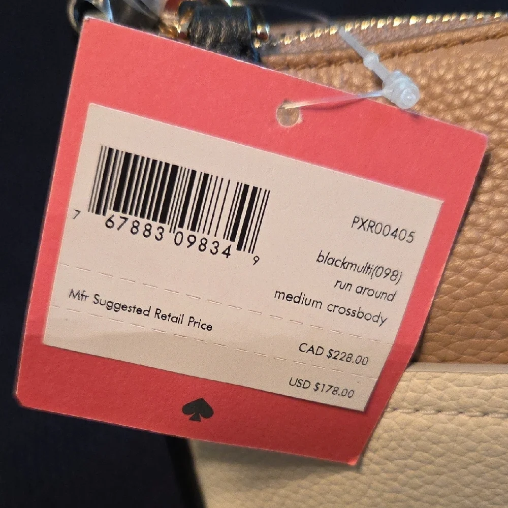 Kate Spade NWT Cream & Tan Run Around Med Crossbody Bag Elegant Design - Picture 3 of 11